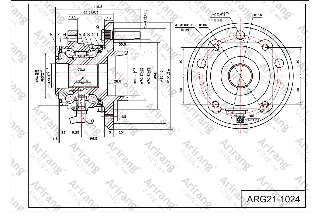 Ступица задняя 25903295/ARG21-1024 с датчиком ABS ARIRANG