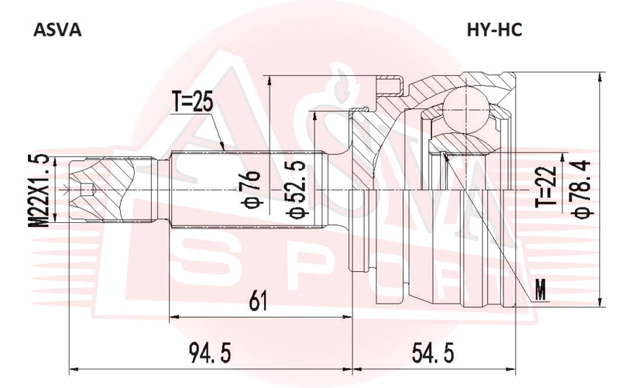 ШРУС наружный 49526-H5310/HY-HC ASVA