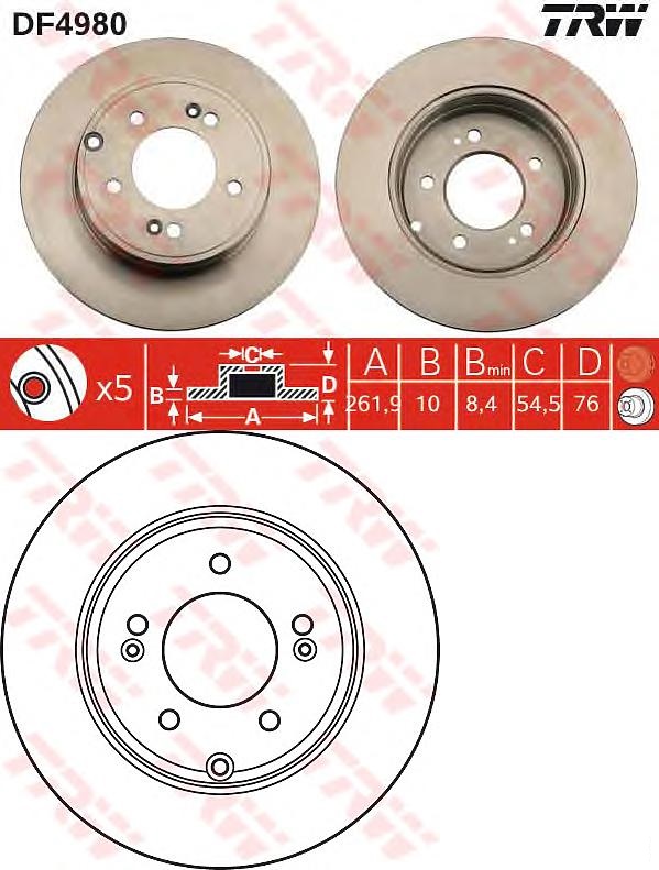 Диск тормозной задний 58411-3K100/GR-01828 G-BRAKE