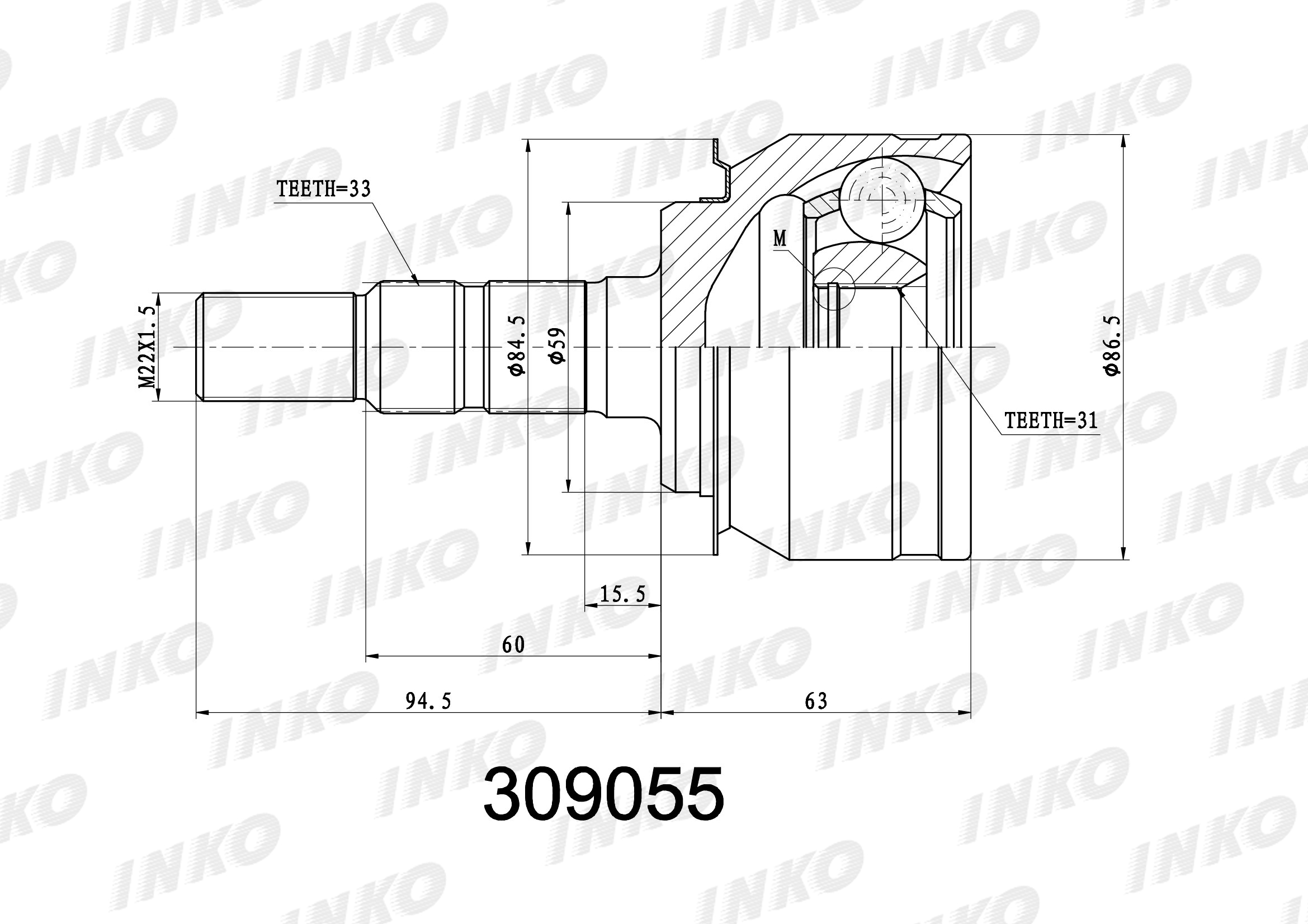 ШРУС наружный 13318006/309055 INKO