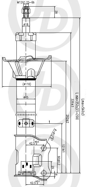 Амортизатор задний левый газомасляный 55350-25050/55350-25150/JAS0324 JD