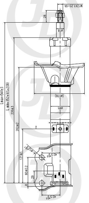 Амортизатор задний правый 55360-25050/55360-25150/JAS0325 газомасляный JD