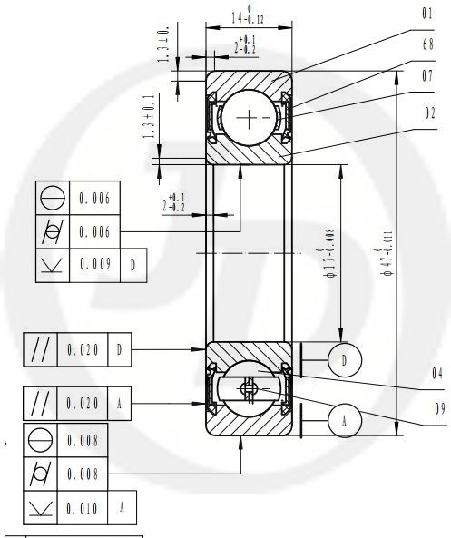 Подшипник генератора 6303-2RS/JEB0055 JD
