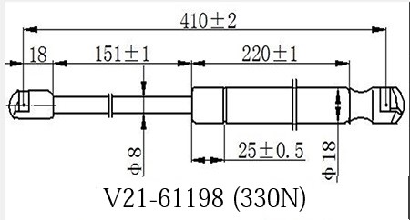Амортизатор капота 7115009000/V21-61198 JETT