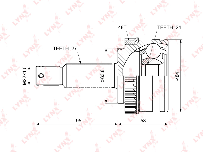 ШРУС наружный 49500-2S200/CO-3866A LYNX