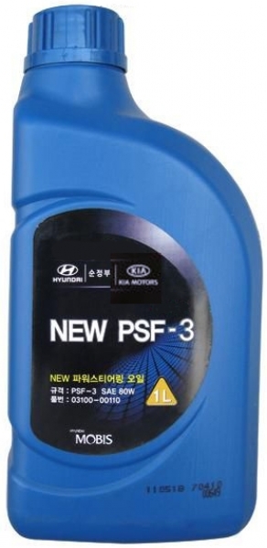 Масло ГУР 03100-00100 NEW PSF-3 SAE 80W 1л красная MOBIS