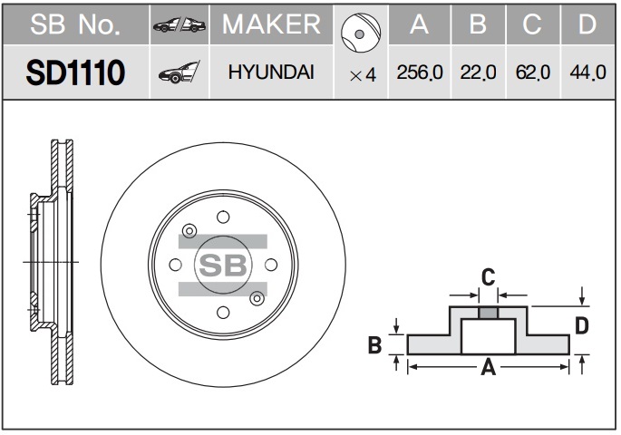 Диск тормозной передний 51712-1R000/SD1110B Black Edition SANGSIN BRAKE