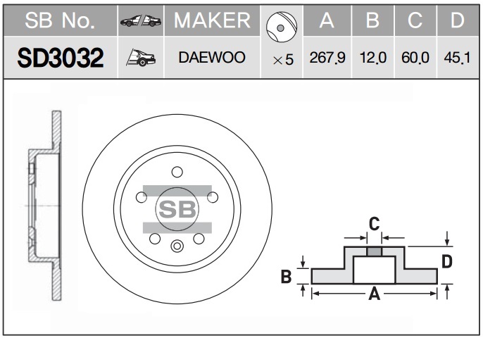 Диск тормозной задний 13502139/SD3032 SANGSIN BRAKE