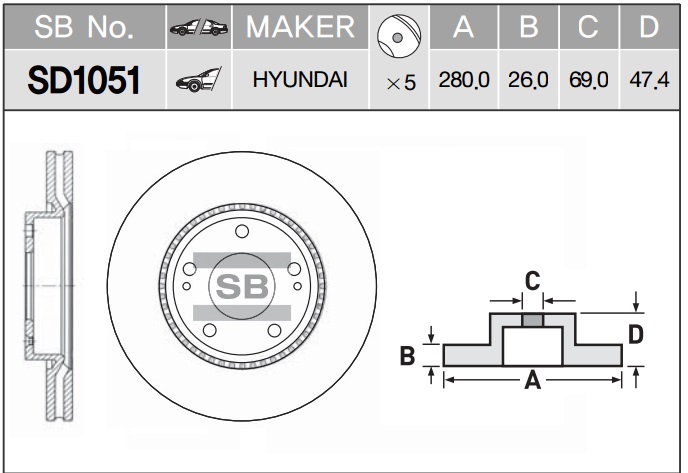 Диск тормозной передний 51712-1H100/SBD30093027 SEGMATIC