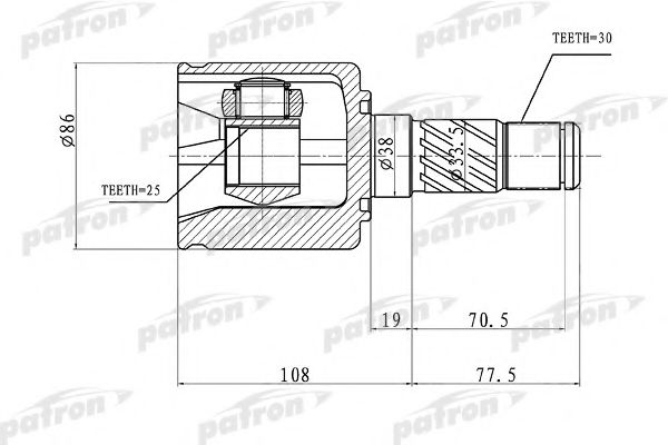 ШРУС внутренний передний левый 49592-3E000/160 1084-SX STELLOX