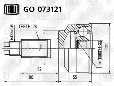ШРУС наружный 0K2N42560X/GO073121 TRIALLI