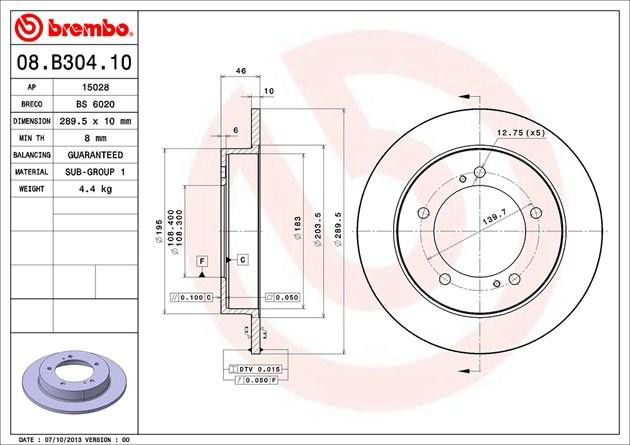 Диск тормозной передний /08.B304.10