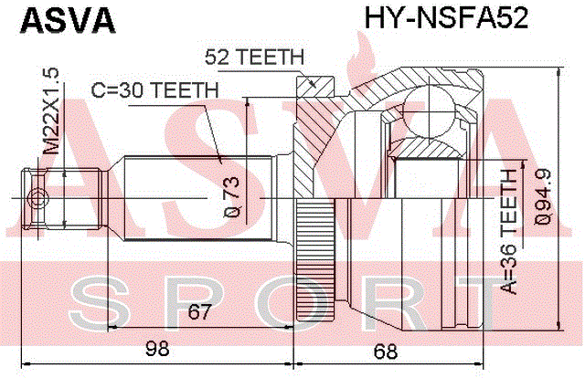 ШРУС наружный /HY-NSFA52